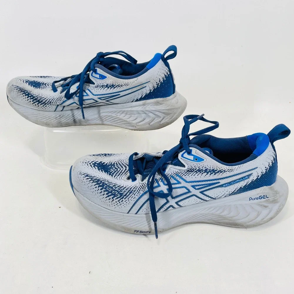 Asics Gel-Cumulus 25 Mens Running Shoes White Blue 1011B621 Size 9